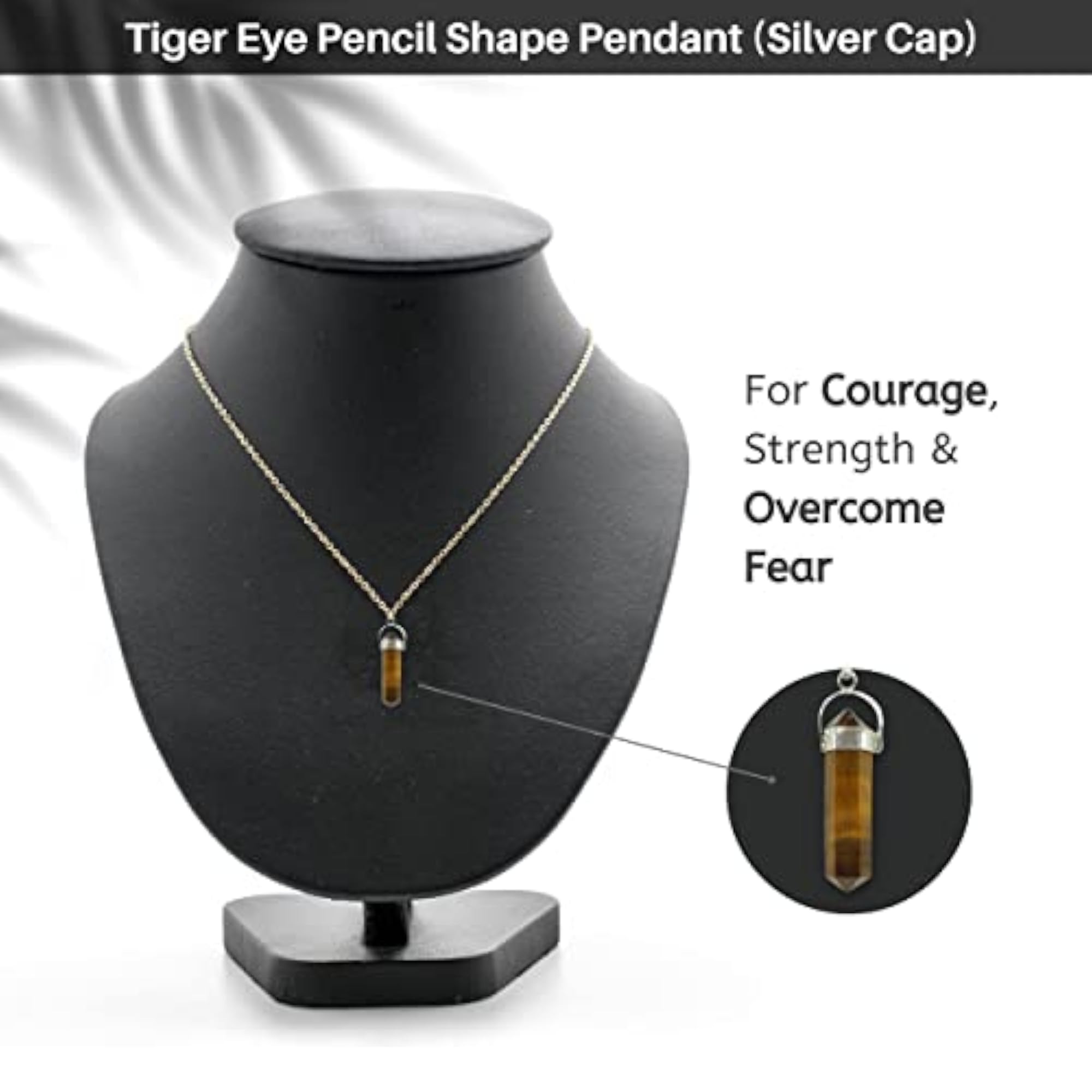 Tiger Eye Pendant Pencil Shape Healing Crystal Locket